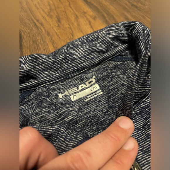 Head 3/4 zipper pullover athletic long sleeve shirt BNWOT navy blue stripes LRG - Picture 5 of 6